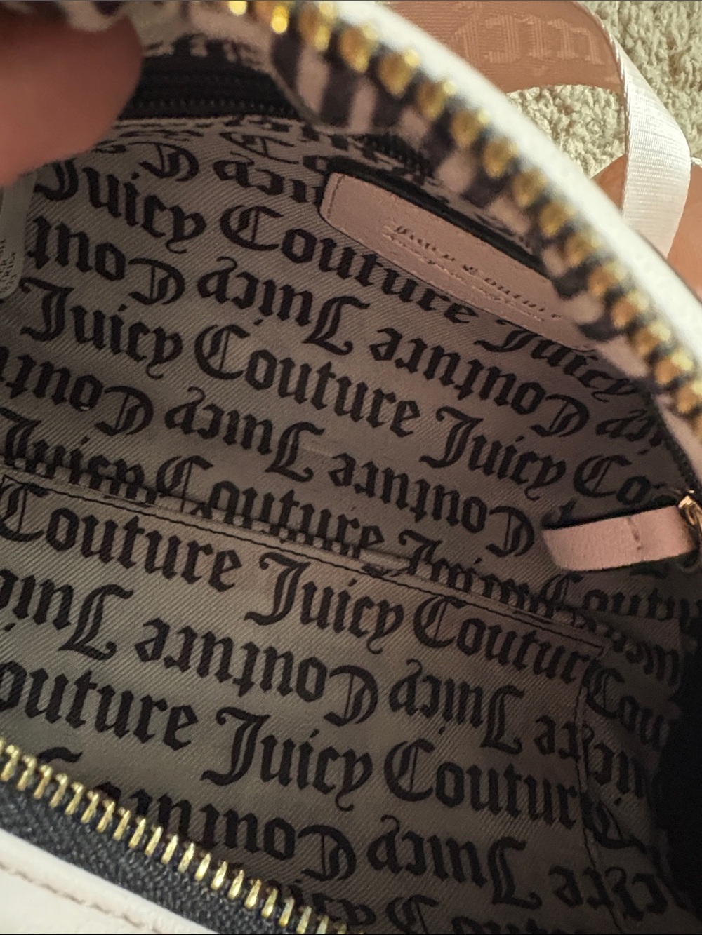 Juicy Couture Black Velvet Mini Barrel Bag with Pink Trim - Picture 5 of 5